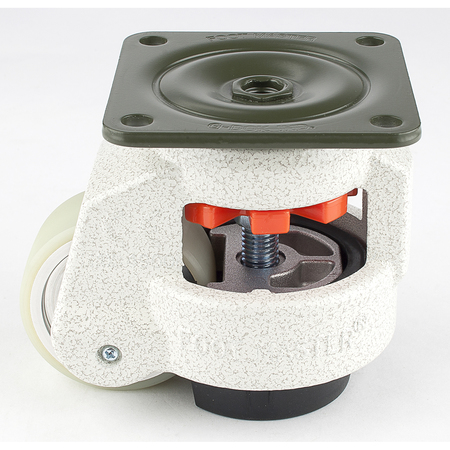 Foot Master Leveling Caster, 63 mm Polyurethane Wheel, 90x90 mm Plate, Swivel, 550 kg Cap, NBR Foot Pad, Ivory GD-80-F-HUP